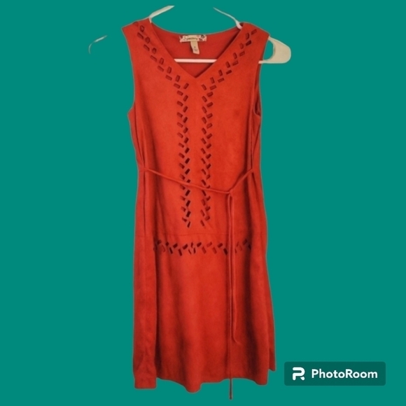 3/$30 SPEECHLESS Burnt Orange Cutout Tie Waist Sleeveless Cowgirl Dress - Picture 1 of 9